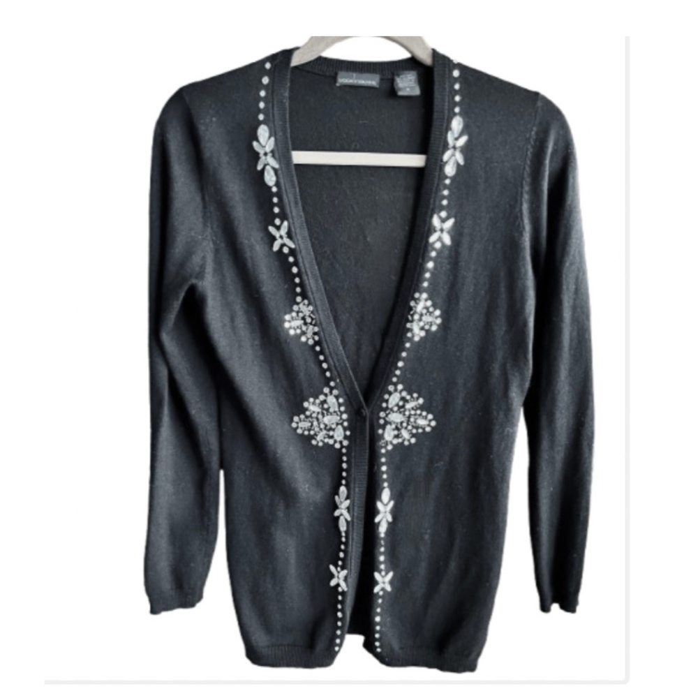 Victoria's Secret Moda International Black Silk & Cashmere & Rhinestone CARDIGAN